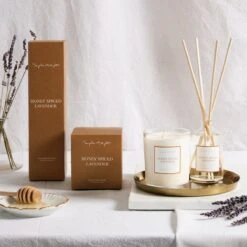 Honey Spiced Lavender Candle - 180g -Sophie Allport honey spiced lavender fragrance lifestyle aw22 square