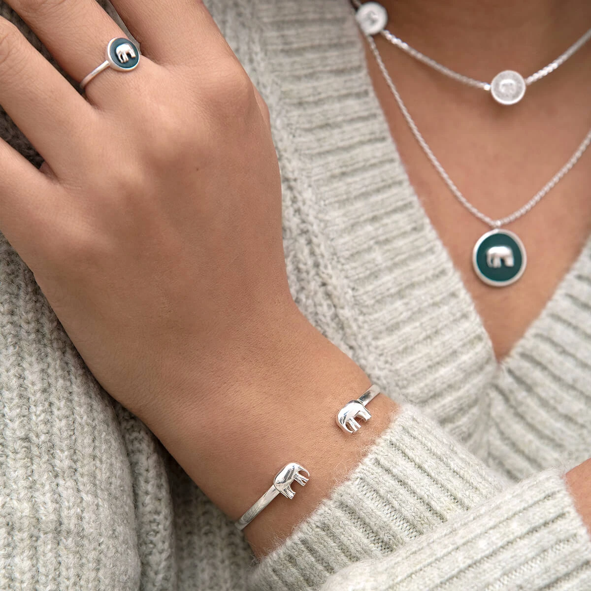 Elephant Sterling Silver Enamel Ring 2 Elephant Sterling Silver Enamel Ring - Image 2