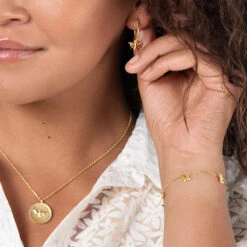 Bees Gold Plated Pendant Necklace 19 Bees Gold Plated Pendant Necklace -Sophie Allport jergp3601h jblgp3601c jnlgp3601p bees earrings hoop charm bracelet and pendant necklace gold plated modelled cut out high res square