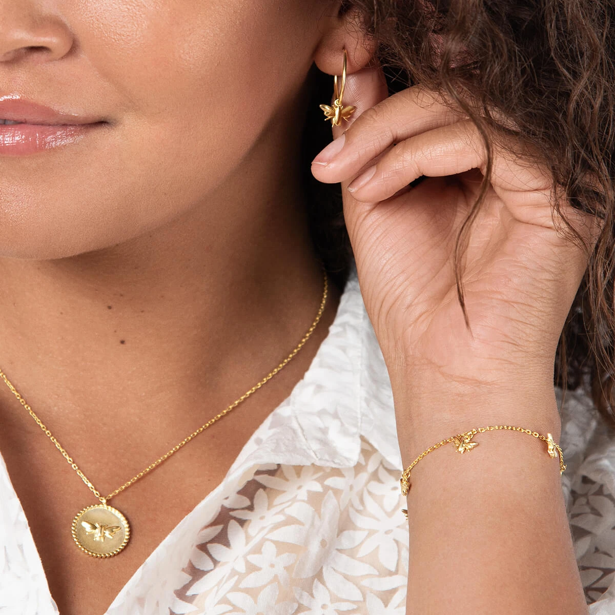 Bees Gold Plated Pendant Necklace 10 Bees Gold Plated Pendant Necklace - Image 10