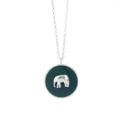 Elephant Sterling Silver Enamel Pendant Necklace