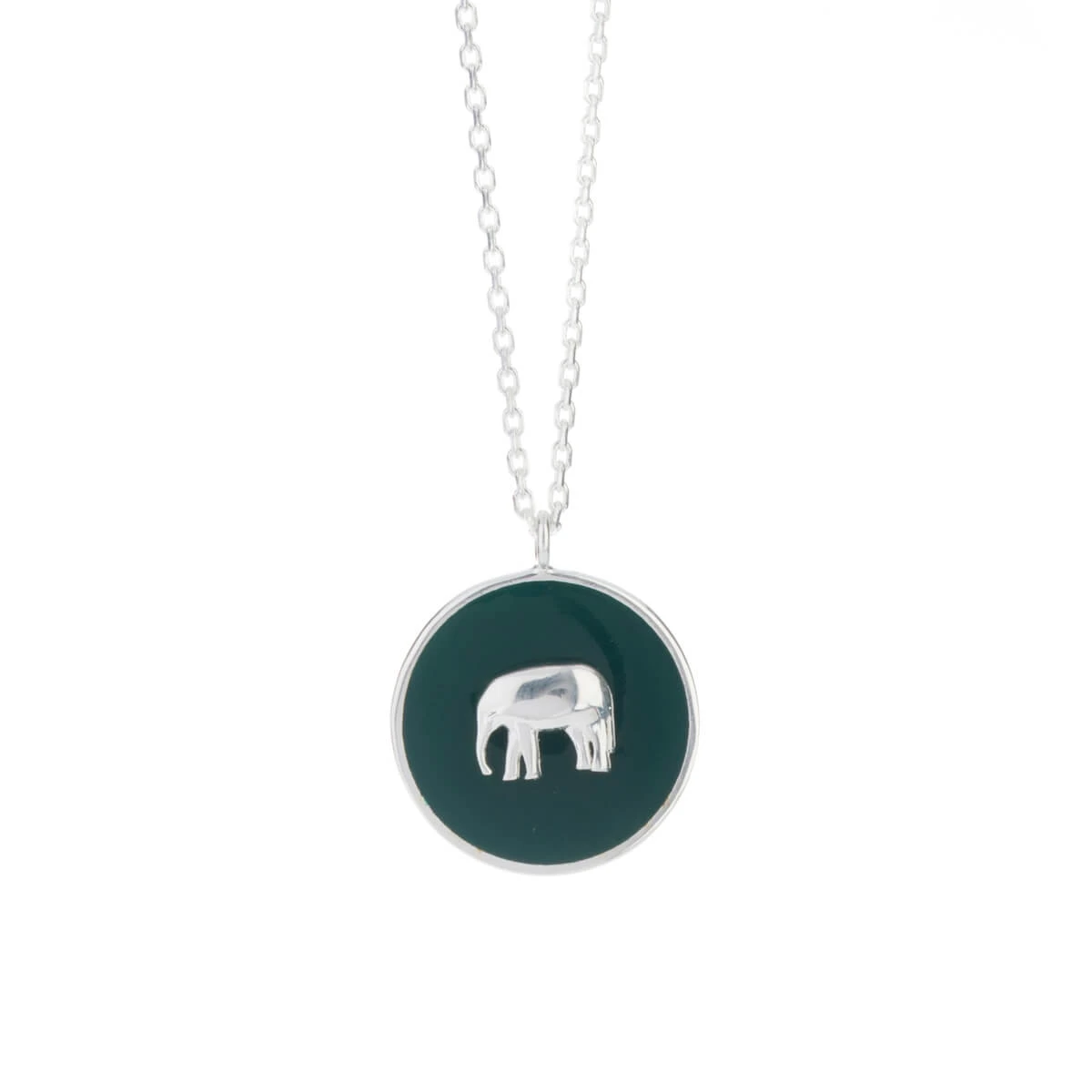 Elephant Sterling Silver Enamel Pendant Necklace 1 Elephant Sterling Silver Enamel Pendant Necklace