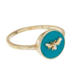 Bees Gold Plated Enamel Ring 12 Bees Gold Plated Enamel Ring -Sophie Allport jrgp36e bees enamel ring gold plated cut out high res square