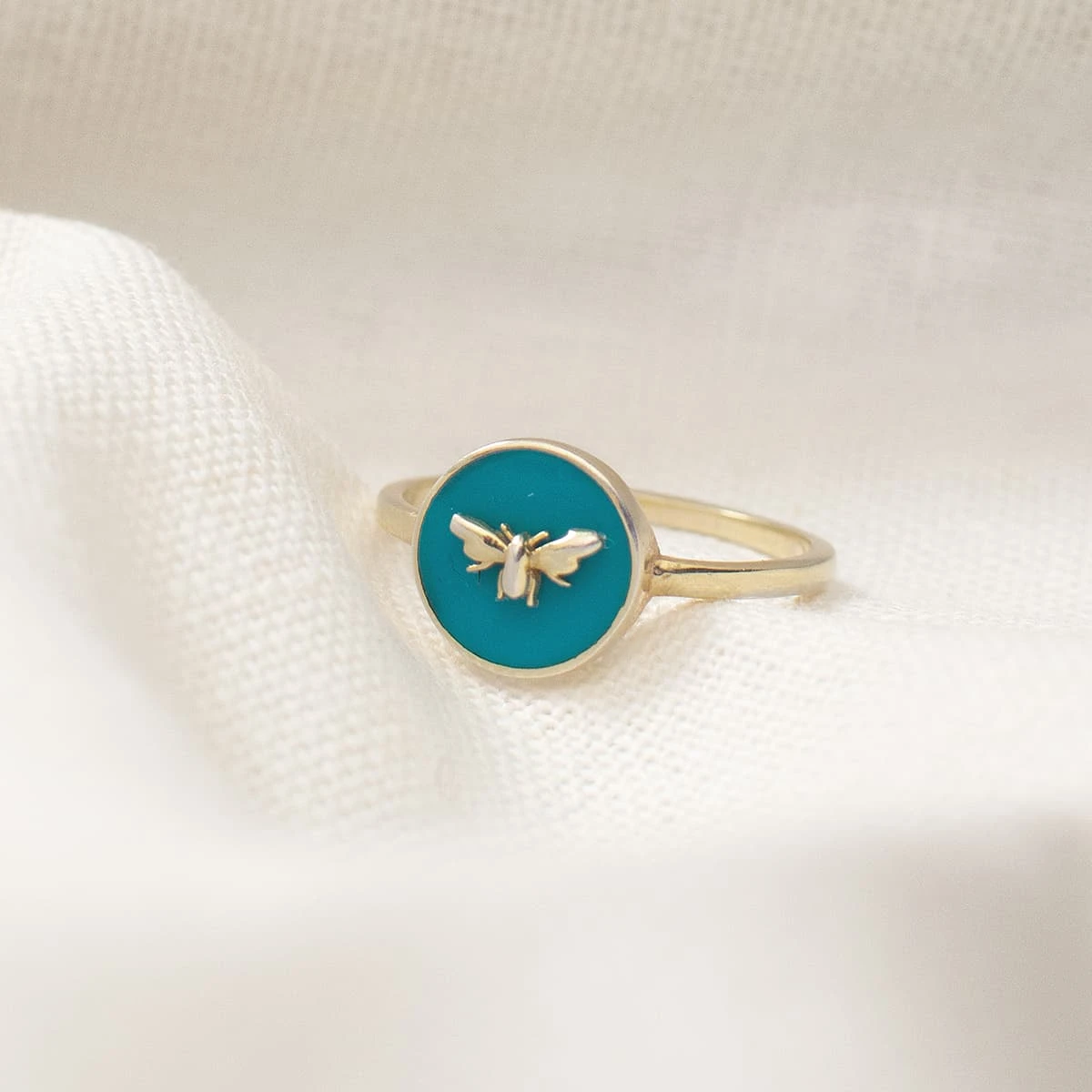 Bees Gold Plated Enamel Ring 1 Bees Gold Plated Enamel Ring
