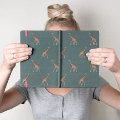 Giraffe A5 Fabric Notebook -Sophie Allport ju77010 giraffe zsl a5 notebook lifestyle high res square