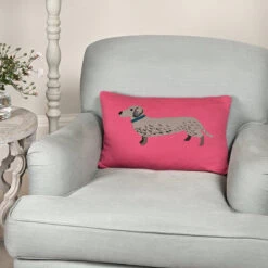 Dachshund Knitted Cushion -Sophie Allport ksc7250 fetch knitted statement cushion lifestyle high res square