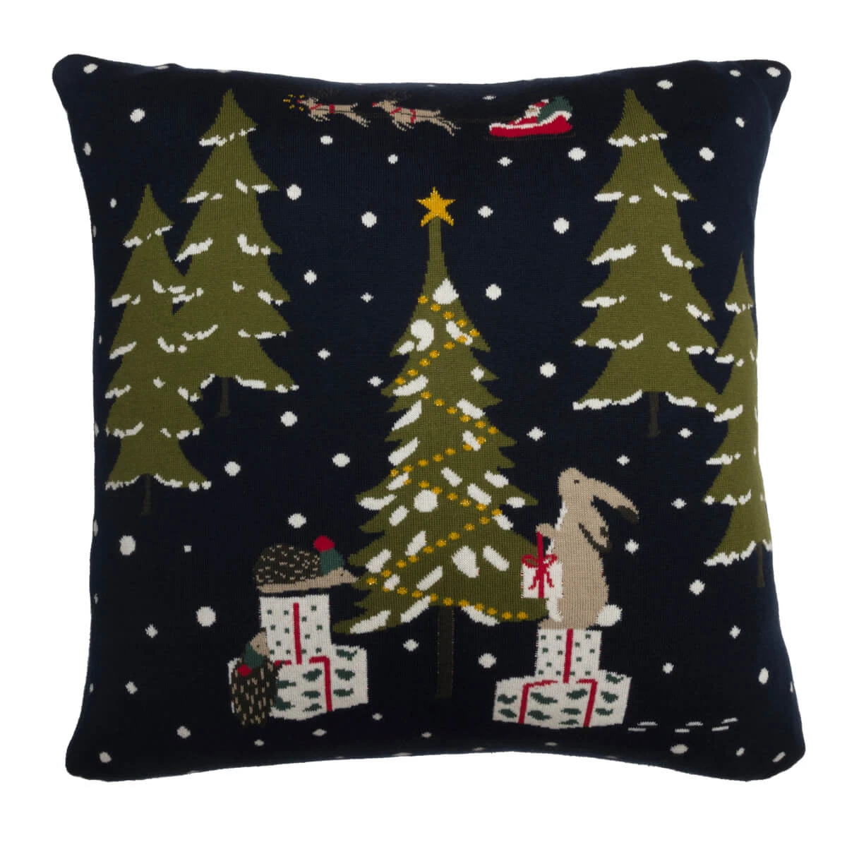 Festive Forest Knitted Cushion 1 Festive Forest Knitted Cushion