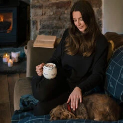 Dachshund Wool Knitted Throw -Sophie Allport ktw46 spm72 dachshund knitted throw wool and fetch mug stoneware 2 lifestyle high res square