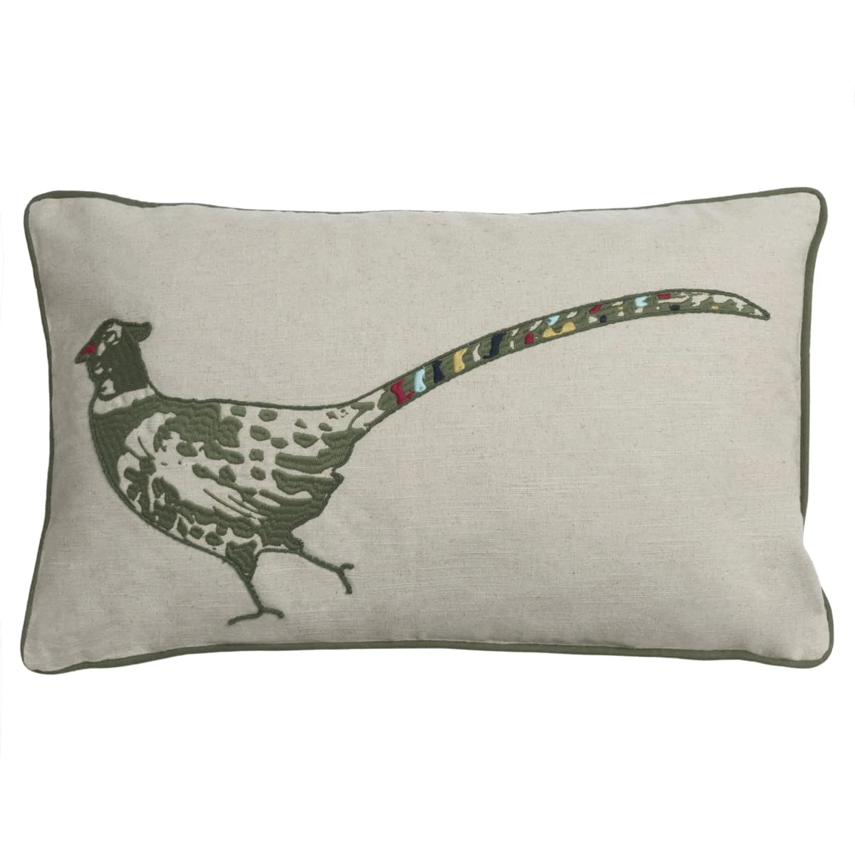 Pheasant Linen Blend Embroidered Cushion 2 Pheasant Linen Blend Embroidered Cushion - Image 2