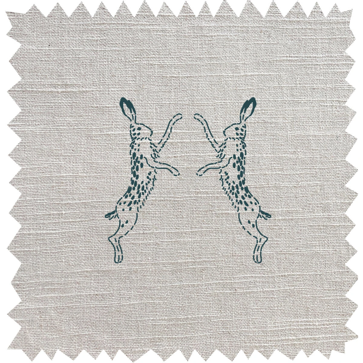 Boxing Hares Teal Linen Blend Fabric By The Metre 1 Boxing Hares Teal Linen Blend Fabric By The Metre