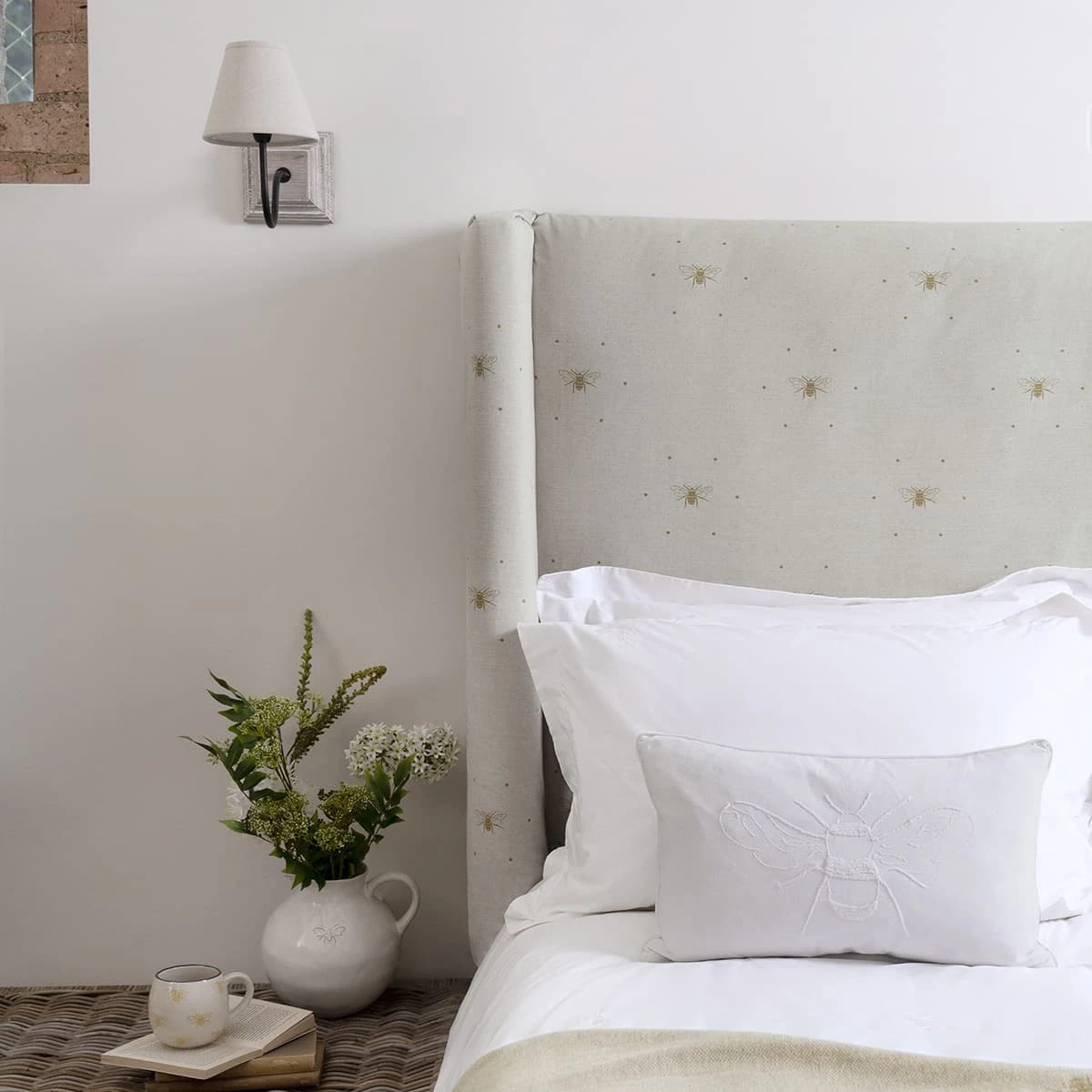 Bees Gold Linen Blend Fabric By The Metre 2 Bees Gold Linen Blend Fabric By The Metre - Image 2