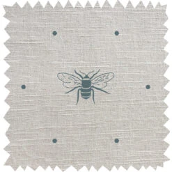 Bees Teal Linen Blend Fabric By The Metre