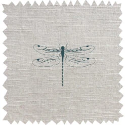 Dragonfly Teal Linen Blend Fabric By The Metre