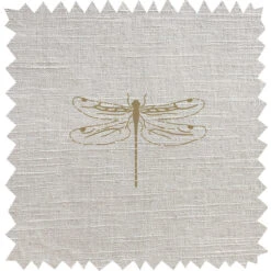 Dragonfly Neutral Gold Linen Blend Fabric By The Metre