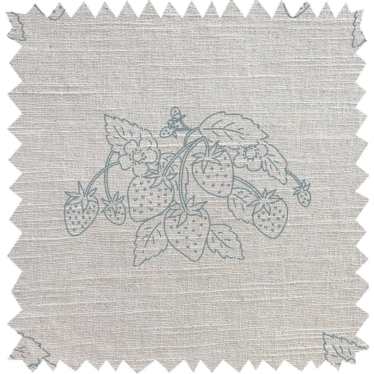 Strawberries Duck Egg Linen Blend Fabric By The Metre 1 Strawberries Duck Egg Linen Blend Fabric By The Metre