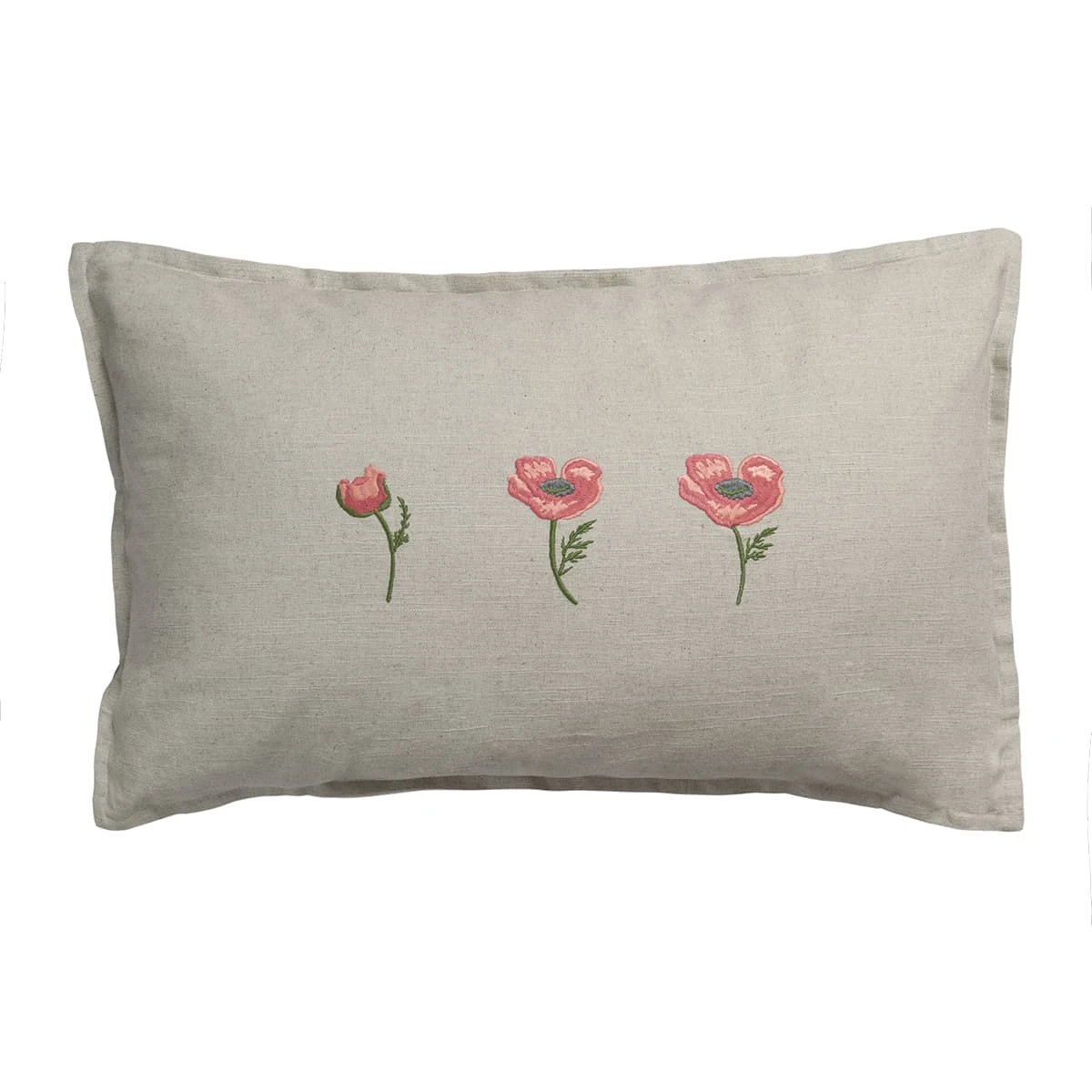 Poppy Meadow Linen Blend Embroidered Cushion 3 Poppy Meadow Linen Blend Embroidered Cushion - Image 3
