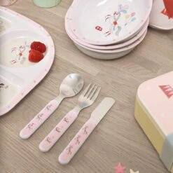 Fairground Ponies Childrens Melamine Cutlery Set -Sophie Allport mcs7303 fairground ponies childrens melamine cutlery set lifestyle high res square