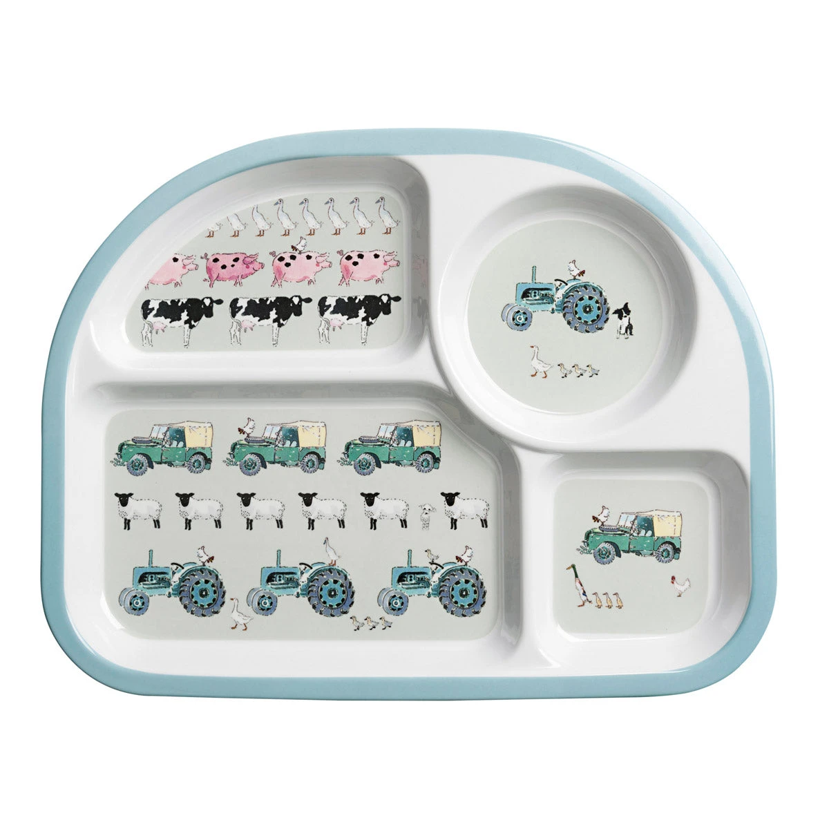 On The Farm Children's Melamine Divider Plate 1 On The Farm Children's Melamine Divider Plate