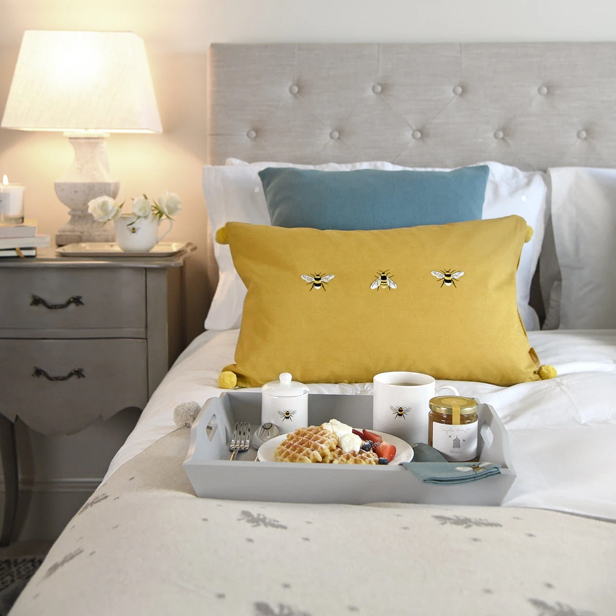 Bees Embroidered Cushion 2 Bees Embroidered Cushion - Image 2