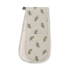 Olive Linen Double Oven Glove -Sophie Allport olive branch double oven glove cutout lin107100 ss23 high res square
