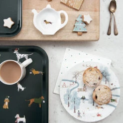 Christmas Dogs Tea Bag Tidy -Sophie Allport pl8702z tt8701 christmas dogs side plate and tea tidy lifestyle high res square
