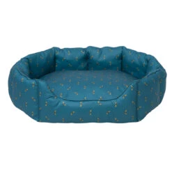 Bees Pet Bed -Sophie Allport poly36765 bees teal pet bed extra large cut out high res square