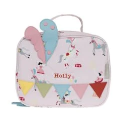 Fairground Ponies Lunch Bag -Sophie Allport poly73590s fairground ponies lunch bag polyester cut out personalisation shaped high res square