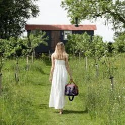 Strawberries Picnic Bag -Sophie Allport poly97525 strawberries pocket picnic bag 2 lifestyle high res square