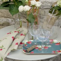 Strawberries Serving Tray - Small 10 Strawberries Serving Tray - Small -Sophie Allport pt9726 all97602 strawberries printed tray small and tea towel mix pack of solo bunches set of 2 lifestyle high res square