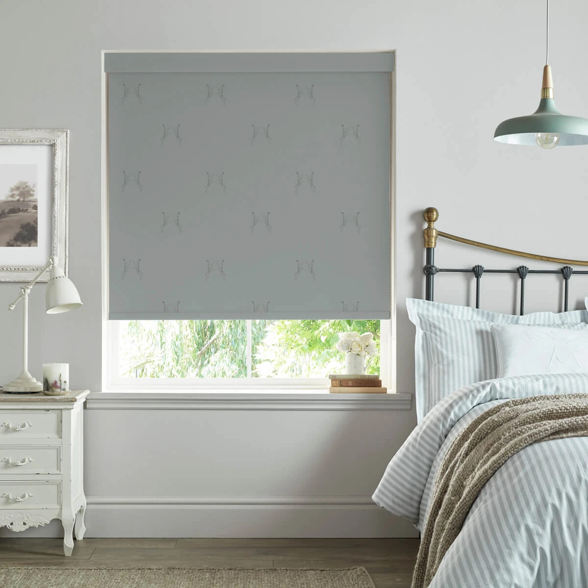 Boxing Hares Deep Duck Egg Made To Measure Roller Blind 1 Boxing Hares Deep Duck Egg Made To Measure Roller Blind