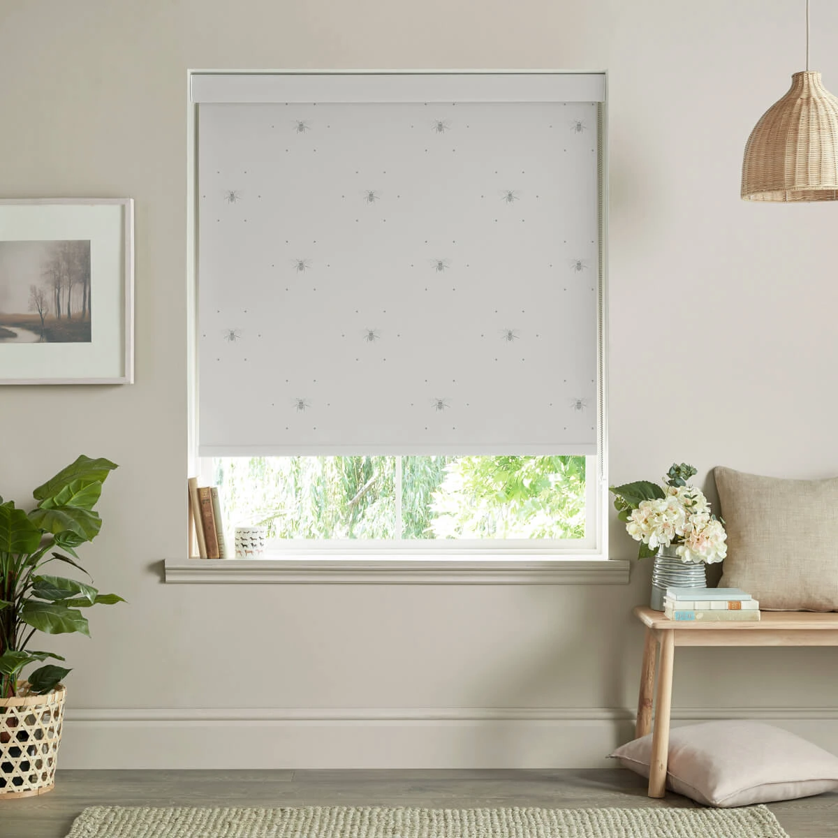 Bees Grey Made To Measure Roller Blind 1 Bees Grey Made To Measure Roller Blind