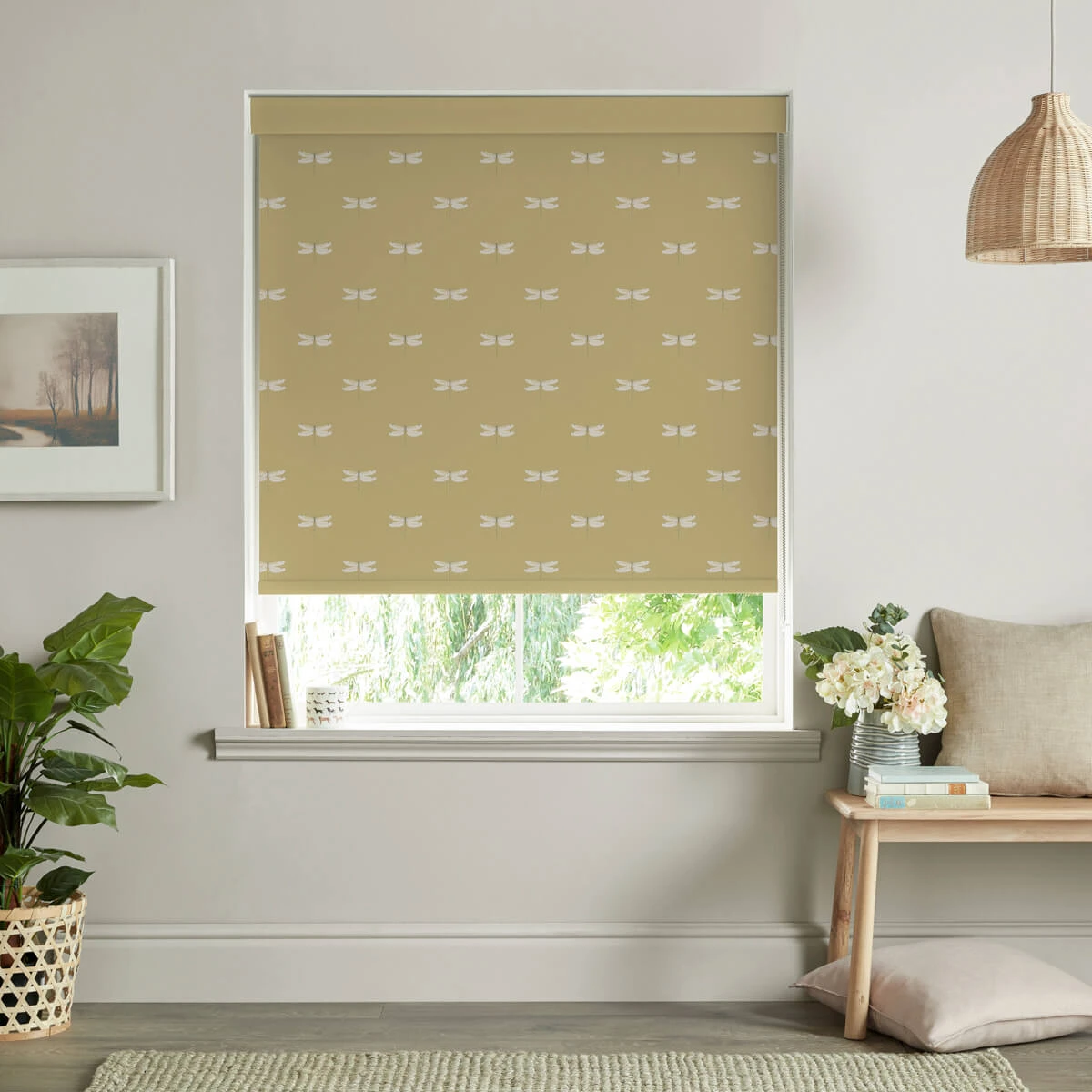Dragonfly Deep Mustard Made To Measure Roller Blind 1 Dragonfly Deep Mustard Made To Measure Roller Blind