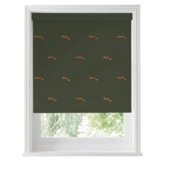 Foxes Forest Green Made To Measure Roller Blind -Sophie Allport rlb63fgm2m foxes forest green vector roller blind made to measure cut out high res square