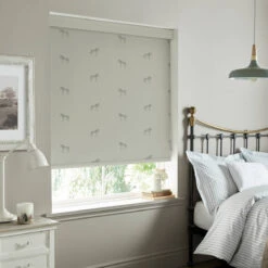 Zebra Linen Made To Measure Roller Blind -Sophie Allport rlb67lm2m zebra linen artwork roller blind made to measure lifestyle 2 high res square