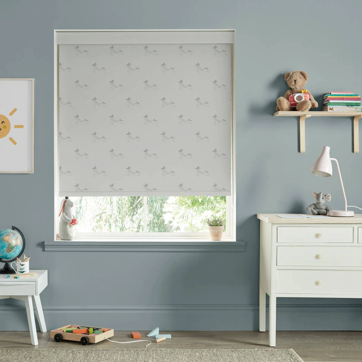 Fairground Ponies Warm Grey Made To Measure Roller Blind 1 Fairground Ponies Warm Grey Made To Measure Roller Blind