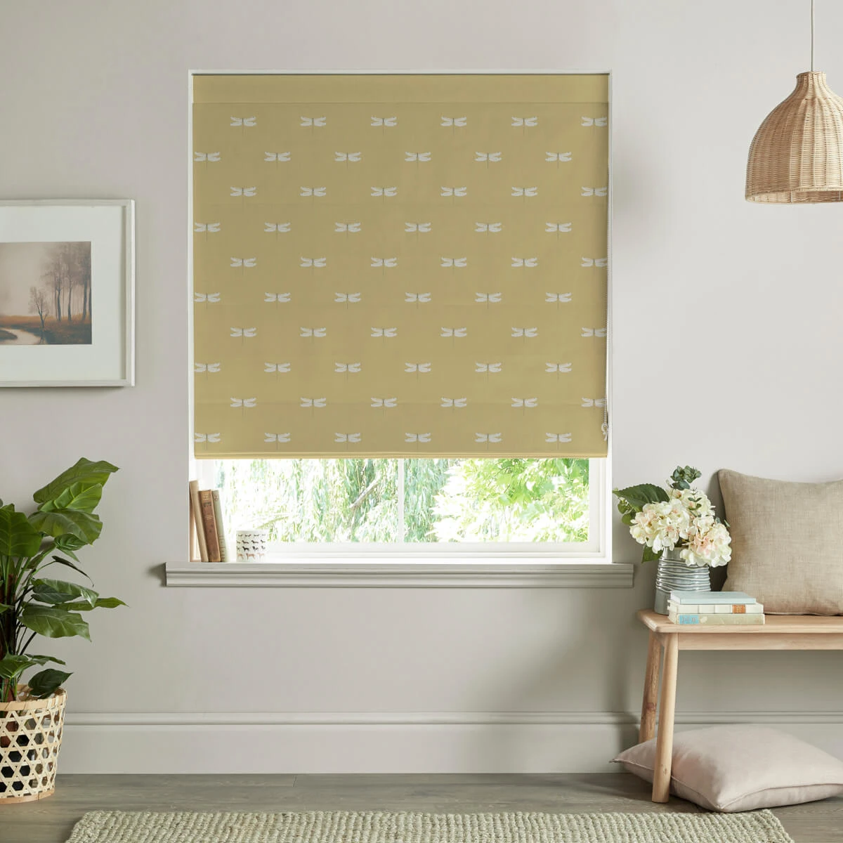 Dragonfly Deep Mustard Made To Measure Roman Blind 1 Dragonfly Deep Mustard Made To Measure Roman Blind