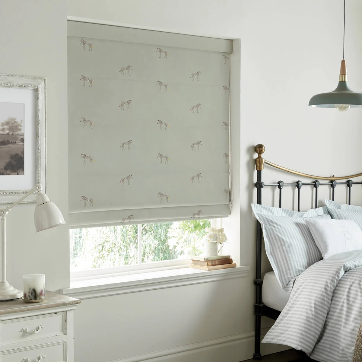 Zebra Sage Grey Made To Measure Roman Blind 3 Zebra Sage Grey Made To Measure Roman Blind - Image 3