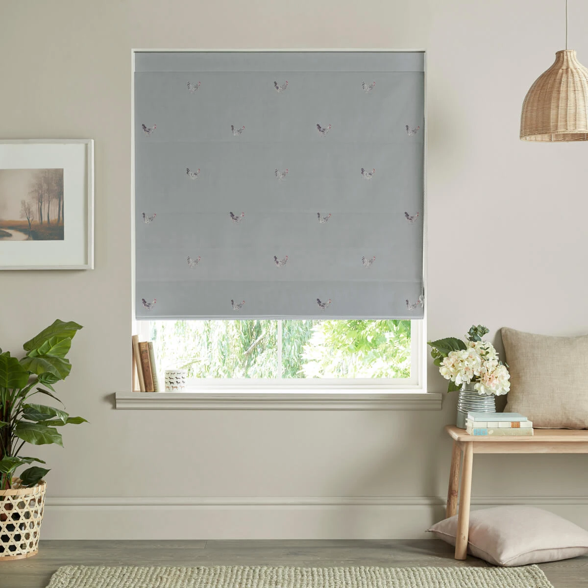 Chicken Pale Sage Blue Made To Measure Roman Blind 1 Chicken Pale Sage Blue Made To Measure Roman Blind
