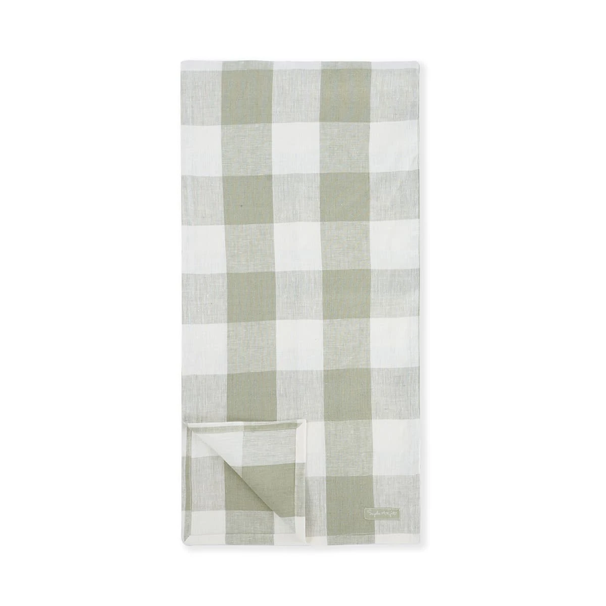 Sage Green Gingham Linen Table Runner 3 Sage Green Gingham Linen Table Runner - Image 3