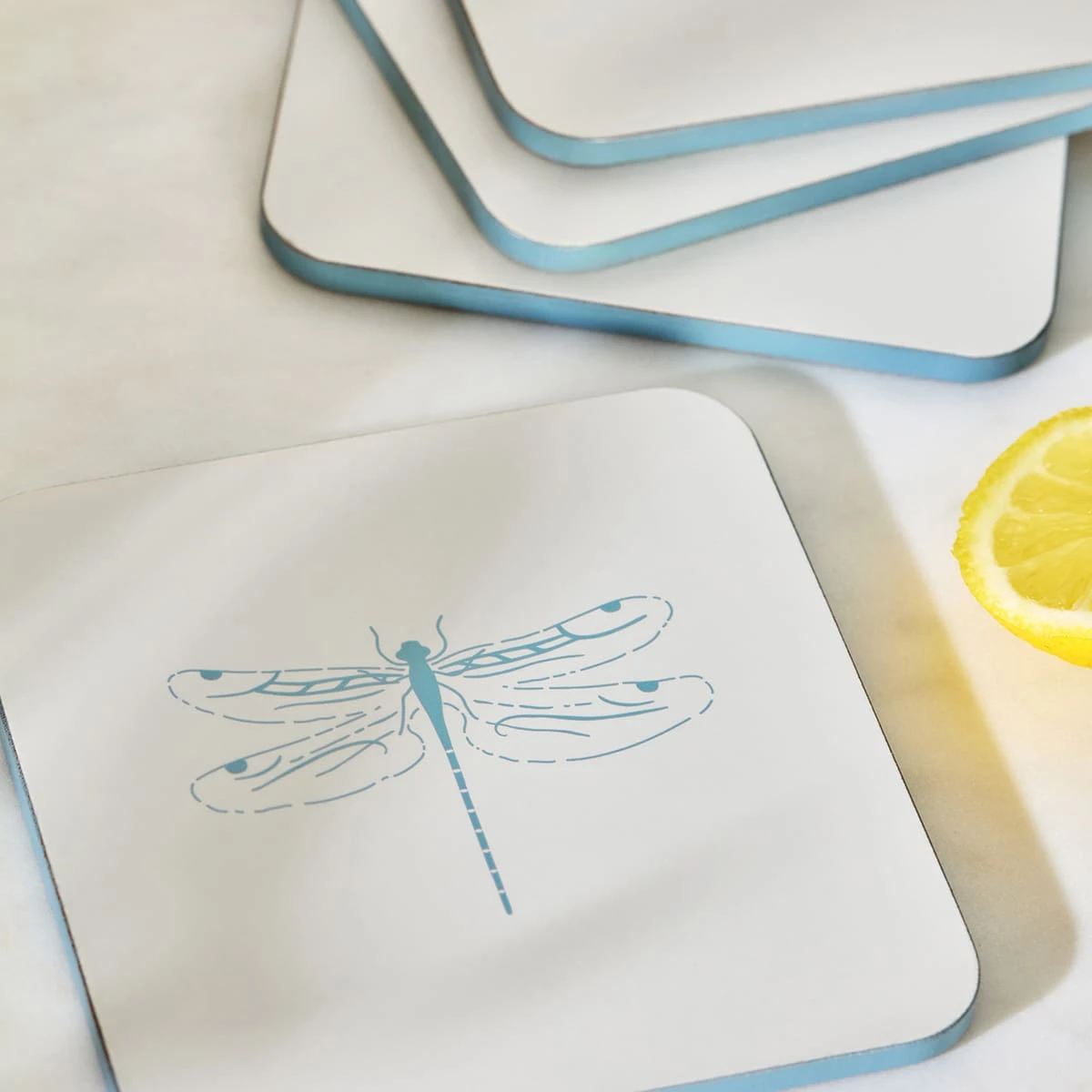 Dragonfly White Coasters (Set Of 4) 2 Dragonfly White Coasters (Set Of 4) - Image 2