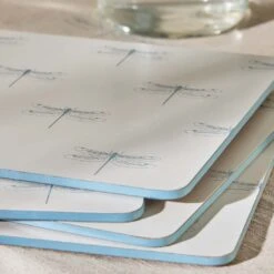 Dragonfly White Placemats (Set Of 4) 5 Dragonfly White Placemats (Set Of 4) -Sophie Allport ss23 dragonfly PMC10901 Placemats detail square