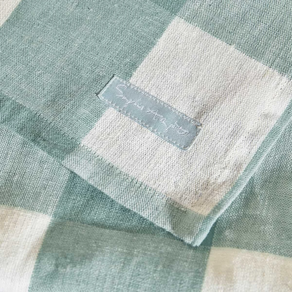 Teal Gingham Linen Table Runner 2 Teal Gingham Linen Table Runner - Image 2