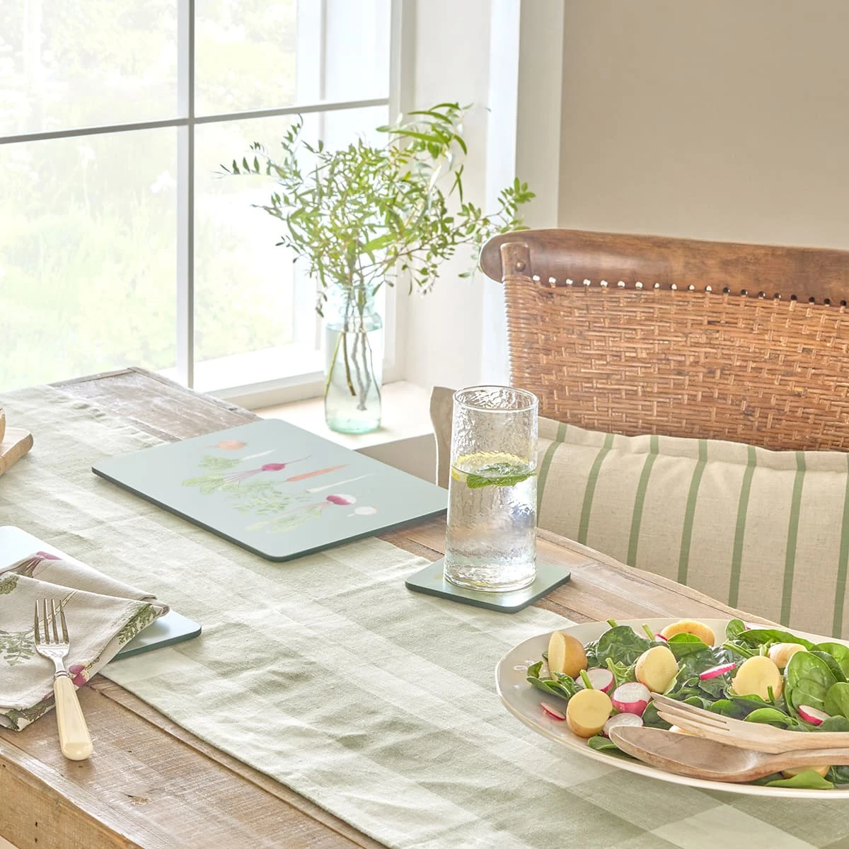 Sage Green Gingham Linen Table Runner 1 Sage Green Gingham Linen Table Runner