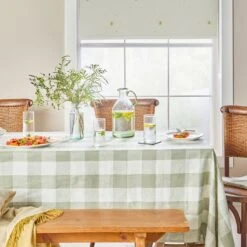 Sage Green Gingham Linen Tablecloth -Sophie Allport ss23 gingham Sage Hero square