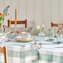Teal Gingham Linen Tablecloth -Sophie Allport ss23 gingham Teal Hero square