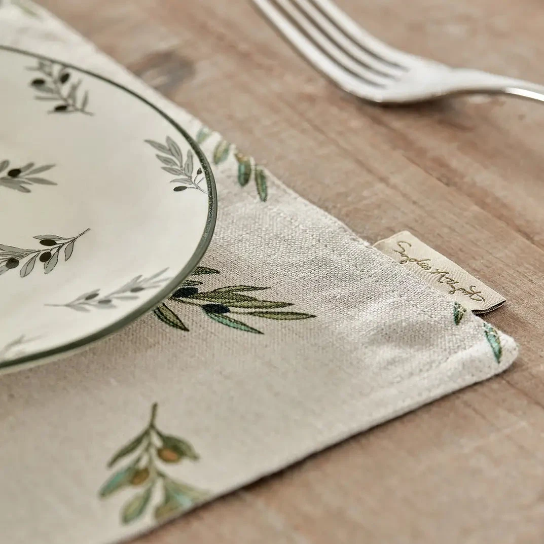 Olive Linen Placemat (Set Of 2) 2 Olive Linen Placemat (Set Of 2) - Image 2
