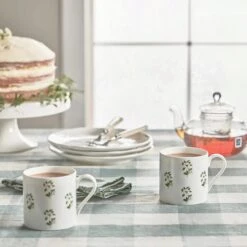 Teal Gingham Linen Tablecloth -Sophie Allport ss23 roses im10601 bm10601 mug range square 63c18140 eda2 45ba a3db 623d308f10a1