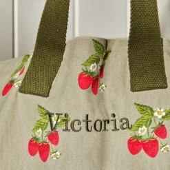 Strawberries Everyday Bag 7 Strawberries Everyday Bag -Sophie Allport ss23 strawberries ALL97540 Personalised Everyday Shopping Bag detail square