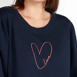 Hearts Ladies Sweatshirt -Sophie Allport ssl34m hearts sweatshirt ladies medium modelled cut out high res square