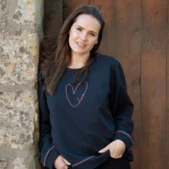 Hearts Ladies Sweatshirt -Sophie Allport sslm34 hearts sweatshirt ladies medium lifestyle high res square